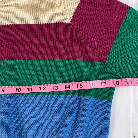 Avon Fashions Cream Sweater with Big rainbow stripes XS vintage preppy - Picture 4 of 5